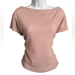 EXPRESS | One Eleven - Pink Waffle Knit Short Sleeve Top - Small